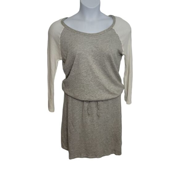 SUNDRY jersey dress raglan long sleeve‎ drawstring waist gray 2/M - Picture 1 of 11
